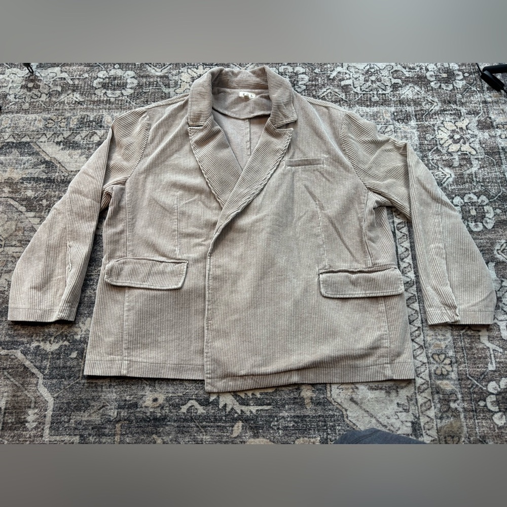 POL Anthropologie‎ Oversized Corduroy Open Front Tan Blazer Women’s Size Large